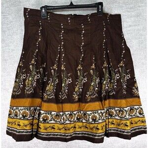 NY Invasion Pleated A Line Paisley Boho Skirt Cotton Women’s Plus Size 20